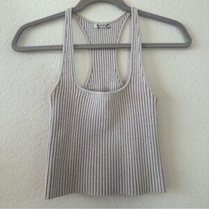 Free People Light Gray Ribbed Racerback Tank